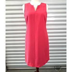 NWT J.Crew Dress, Guava Red Shift, Sleeveless, Split Neck, Women’s Size 10
